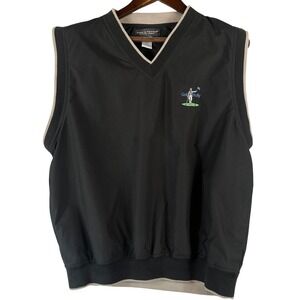 Page & Tuttle Golf Philly Sleeveless Golf Wind Vest Black V-Neck Large Lined